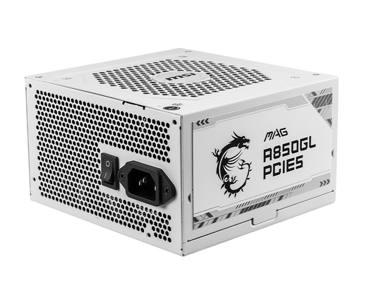 MSI MAG A850GL PCIE5 850W 80 Plus Gold Rated ATX 3.0 Fully Modular Power Supply Unit - WHITE