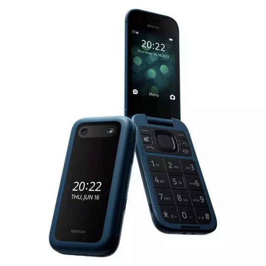 Nokia 2660 Flip Mobile Phone, 2.8 Inch, 48MB RAM, 128MB Storage, Dual SIM, 4G - Blue