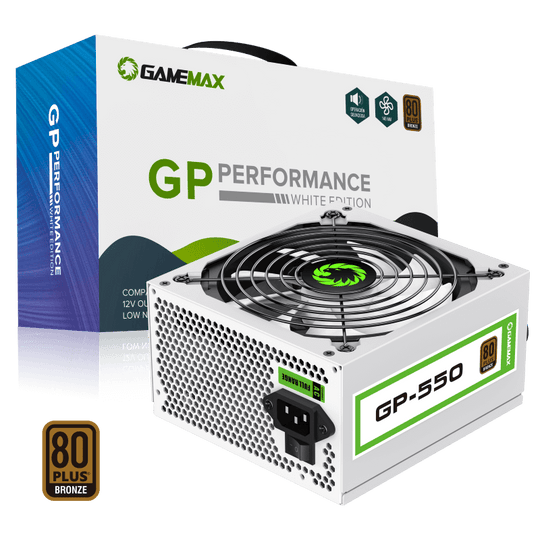 GameMax GP550 White 550W 80 Plus Bronze Wired Power Supply