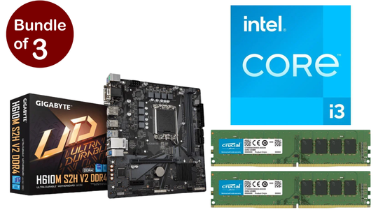 GiGate Bandle,Gigabyte H610M Motherboard Intel H610 DDR4+DELL Memory 16 GB 8 X 2 GB DDR4 +Intel Core I3-12100 Processor 12 MB Smart Cache Box