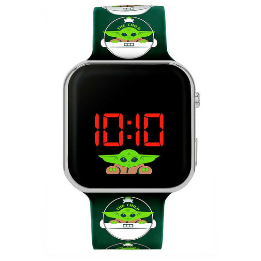 Disney Star Wars Kids Mandalorian Black Silicone Strap Watch