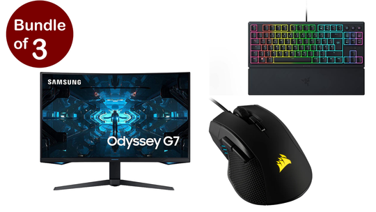 GiGate Bandle,SAMSUNG Gaming monitor 32-Inch QHD 1000R Curved +Razer Keyboard USB Black+Corsair RGB Mouse Right-Hand USB