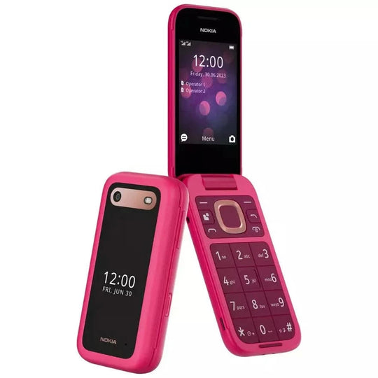 Nokia 2660 Flip Mobile Phone, 2.8 Inch, 48MB RAM, 128MB Storage, Dual SIM, 4G - Pink