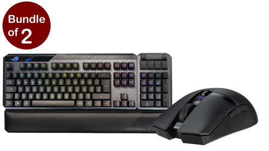 GIGate Bundle, ASUS ROG CLAYMORE II Keyboard RF Wireless + USB Black, ASUS TUF Gaming M4 Wireless Mouse Right-Hand RF Wireless + Bluetooth Optical 12000 DPI