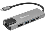 Sandberg USB-C 5-in-1 Travel Dock Saver Silver