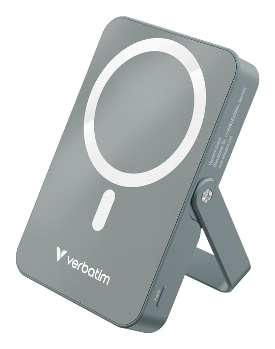 Verbatim Charge 'n' Go Magnetic Wireless Power Bank with Stand 10000mAh Grey