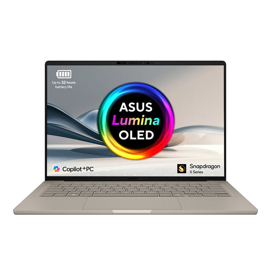 ASUS Zenbook A14 UX3407QA-QD244W Copilot+ PC Qualcomm Snapdragon X1-26-100 Laptop 35.6 cm (14") WUXGA 16 GB LPDDR5x-SDRAM 1 TB SSD Wi-Fi 6E (802.11ax) Windows 11 Home Beige