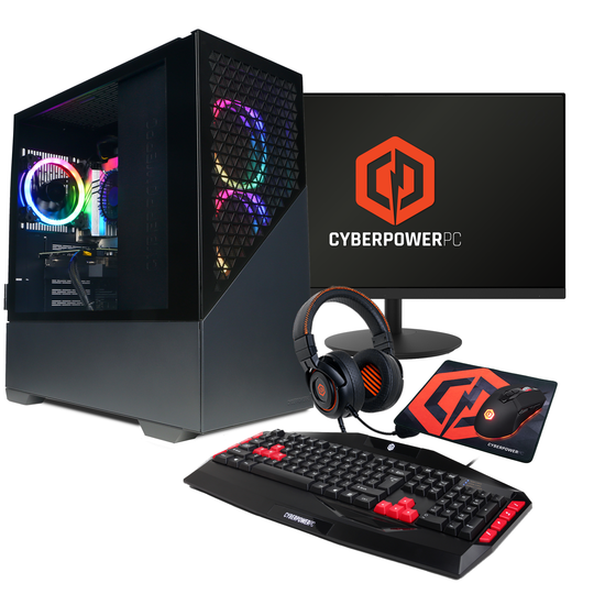 CyberPowerPC - Amethyst + Gaming Bundle - AMD Ryzen 5 5500 - RTX 4060 - 16GB DDR4 - 1TB SSD + 23.8" FHD Monitor - Black
