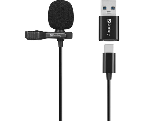Sandberg Streamer USB Clip Microphone Lavalier Black