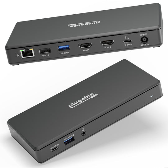 Plugable UD-MSTH2 USB-C Dock Dual HDMI 65W Black