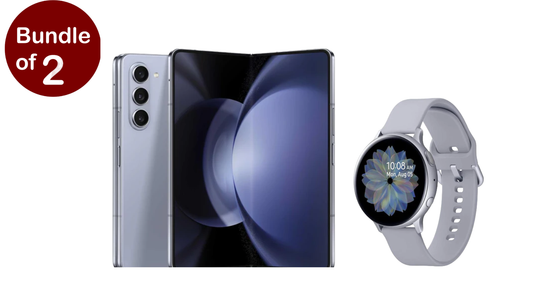 Bundle Refurbished ,Samsung, Galaxy Z Fold5, Blue / 256 GB+Samsung, Smart Watch, Active2, GPS, Silver
