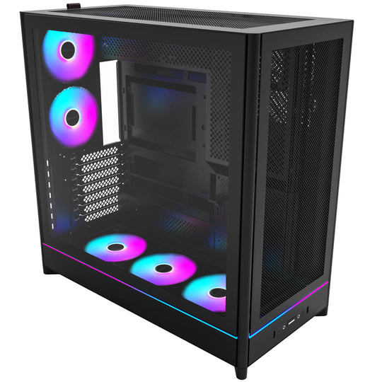Montech HS01 PRO Reversible Layout Midi-Tower ATX ARGB Case - Black