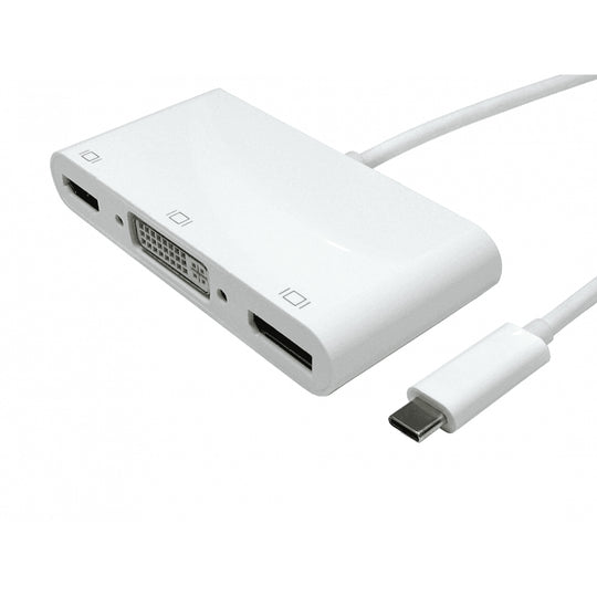 Cables Direct USB-C to VGA DVI DP Adapter White