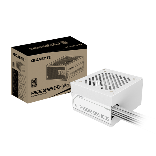 GIGABYTE GP-P550SS ICE 550W Flat Cable 80 Plus Silver ATX 3.0 Non-Modular Power Supply - White - GP-P550SS ICE