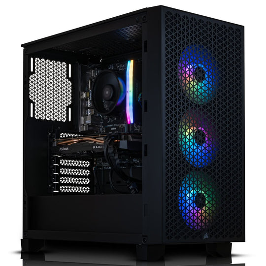 GiGate - 3000D RGB - Ryzen 5 7500F/RX 7700 XT 12GB - Gaming Desktop - AMD Ryzen 5 7500F - RX 7700 XT 12GB - 16GB DDR5 - 512GB SSD - Black