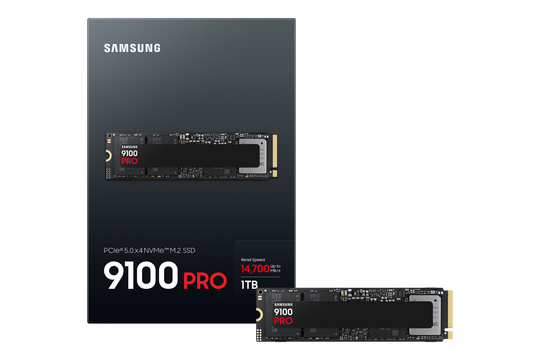 Samsung 9100 PRO 1TB PCIe 5.0 NVMe SSD M.2 2280 - MZ-VAP1T0BW - Read 14800MB/s, Write 13400MB/s