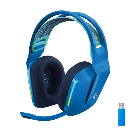Logitech G733 Wireless Head-band Gaming Headset with Mic/Controls - Blue