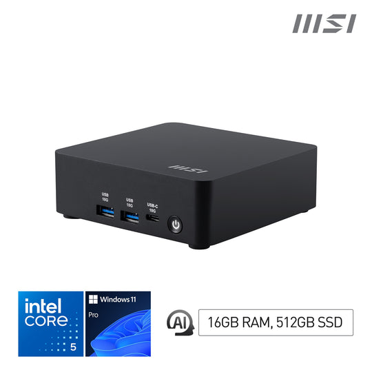 MSI Cubi NUC AI 1UMG Mini PC Intel Core Ultra 5 125H 16GB DDR5 512GB SSD Windows 11 Pro Black