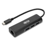Tripp Lite U460-003-3A1GB 3-Port USB 3.x (5Gbps) Hub with LAN Port, USB-C to 3x USB-A Ports and Gigabit Ethernet, Black
